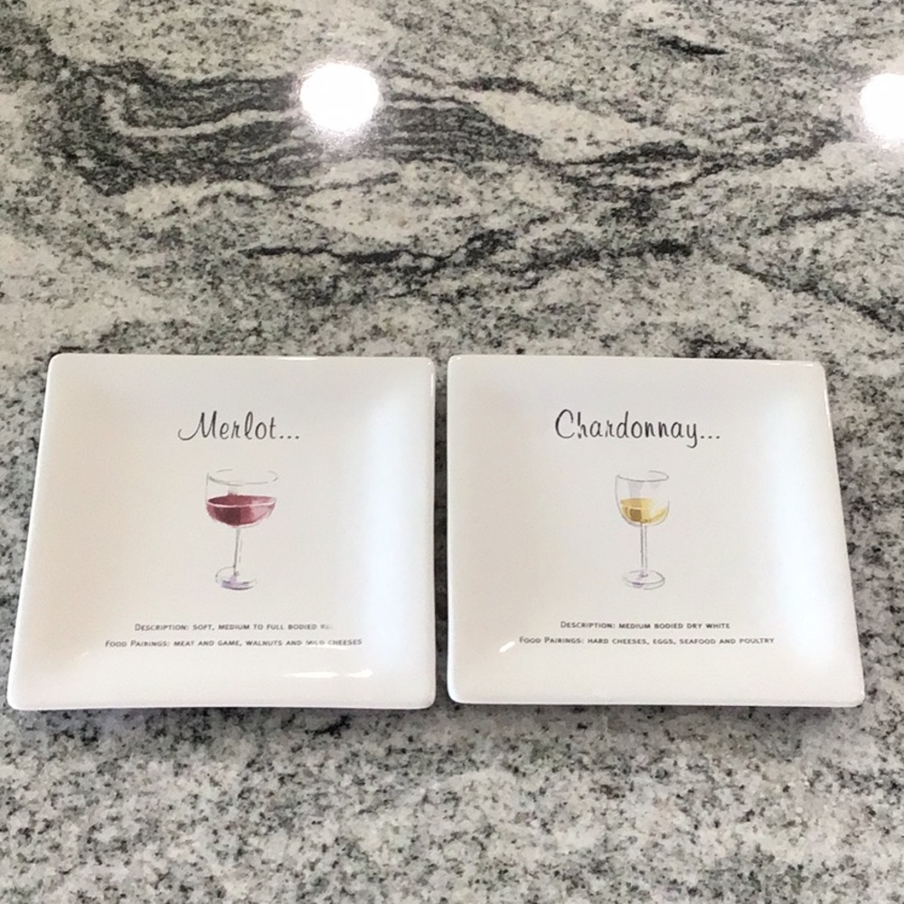 Pottery Barn Merlot & Chardonnay Wine Guide Plates